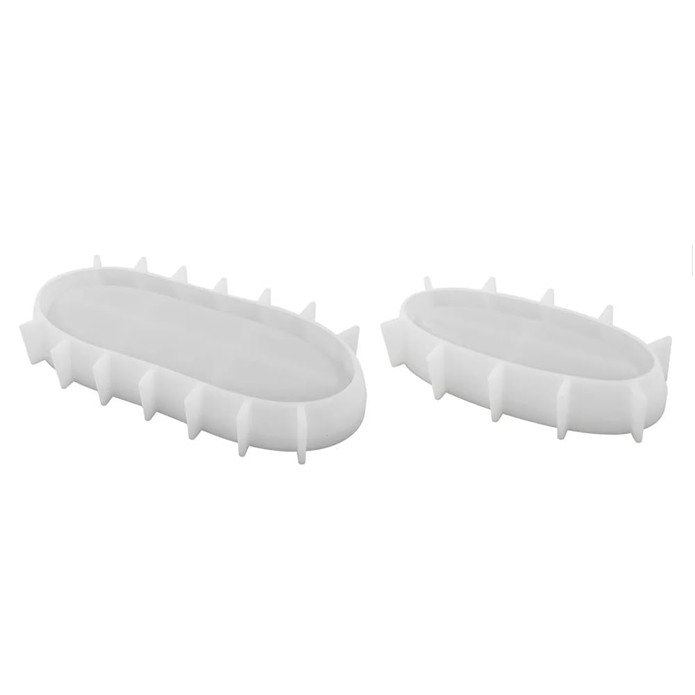 Daowwui White 2Pcs Candle Jar Silicone Mold Oval Cement Plaster Flower Pot Mold Concrete Wax Box Candle Tray Mould Candle Cup Mold