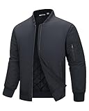 CHAQUETA DEPORTIVA FUNCIONAL PARA HOMBRE: Las chaquetas de moto para hombre tienen un corte regular y casual y una cremallera completa, para que puedas moverte libremente sin sentirte apretado. La chaqueta acolchada impermeable para hombre cuenta con puños elásticos, cuello y dobladillo entallado que se adapta perfectamente al cuerpo y proporciona calor duradero sin añadir volumen