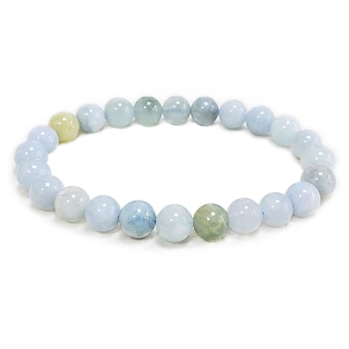chengmu 8mm Natural Aquamarine Multi-Color Stretch Bracelet Round Gemstone Stone Crystal Beads for Beaded Elastic Bracelet 7.5
