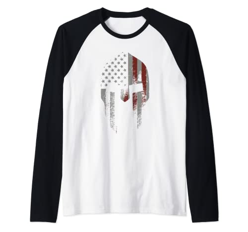 USA American Pride - Uomini Donne e Bambini Spartan Casco Maglia con Maniche Raglan