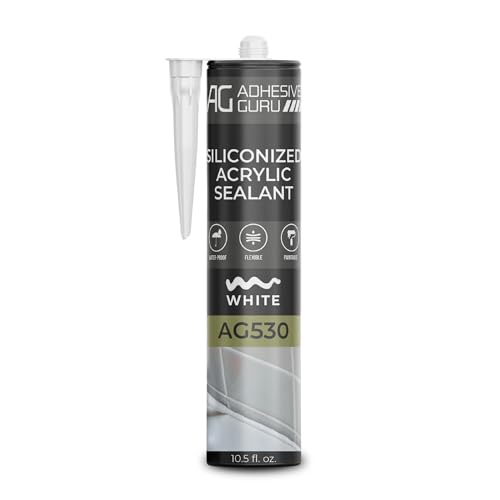 Adhesive Guru AG530 Siliconized Acrylic Sealant (10.5 fl oz), Waterproof Paintable Caulk for