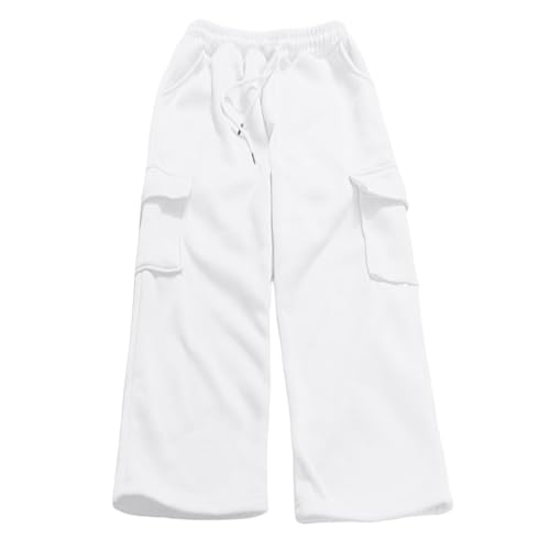 Girls Sweatpants Kids Baggy Cargo Pants Loose Wide Leg Athletic Workout Drawstring Jogger Trousers with Pockets4