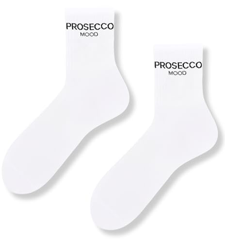 TODO Weiß Lustige Socken Prosecco Motiv - Cool Italien Prosecco Mood Socken Damen und Mädchen 36-41