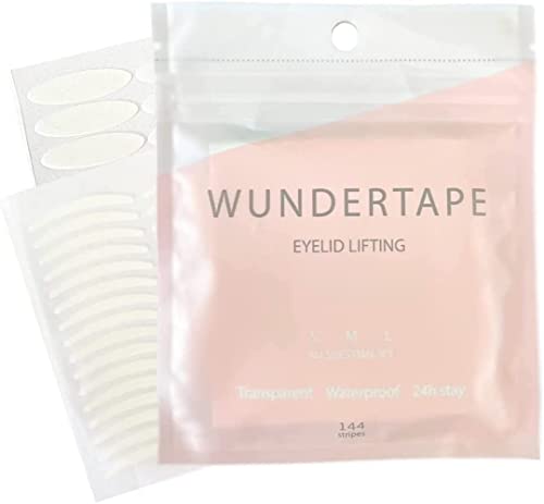 WUNDERTAPE bandes adhésives pour paupière tombante taille"S+M+L" (144 pièces) - Ruban correction invisible des paupières tombantes sans chirurgie, eyelid tape Cover