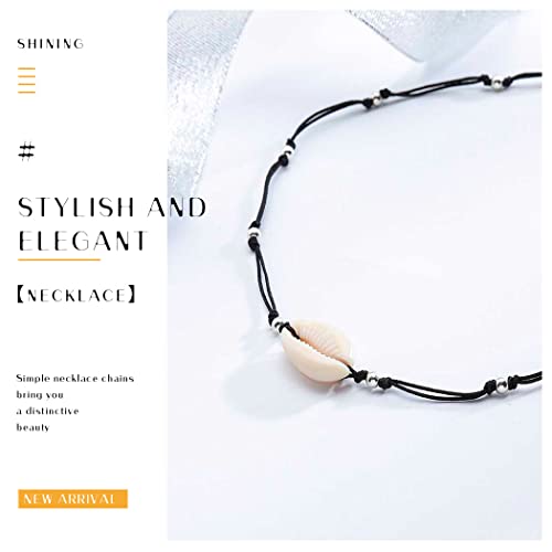 Chennie Boho Cowrie Shell Choker Necklace Beach Puka Seashell Necklaces Black Adjustable Rope Chain Jewelry For Women And Girls  #TOP1