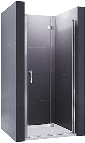 ELEGANT 1000mm Bifold Door Shower Enclosure Frameless Bathroom Shower Doors 6mm Safety Bi-Fold Glass, Wetroom Shower Cubicles Reversible Folding Shower Door