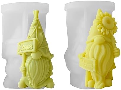 Gnome Candle Molds, 2PCS 3D Santa Silicone Molds For Candle, Soap & Resin DIY - Food Grade, Reusable