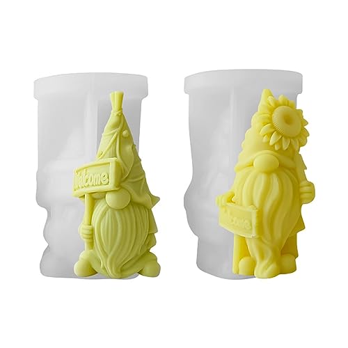 Xidmold 2 Stück 3D Wichtel Silikonformen Kerzeform Seifenform Sonnenblume Blumen Blatt Zwerge Silikon Formen für Fondant, Tortendeko, Seife, Sojawachs Kerzen, Figur, Gips, Epoxidharz Handwerk