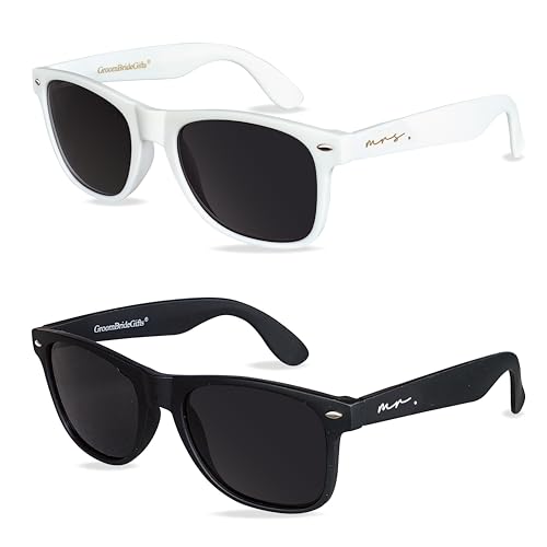 Mr&MrsGifts Mr and Mrs Polarized Sunglasses Honeymoon Essentials Wedding Sunglasses for the Couple Groom Sunglasses Engagement Gift(MM-S)