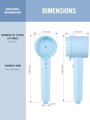 Image of Filtered Shower Head with Handheld, Showerhead with Filters Blue