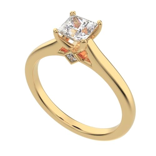 0.53 Ct Princess Cut Diamond Solitaire Classic Vintage Engagement or Promise Ring for Women in Solid 18K Yellow Gold4
