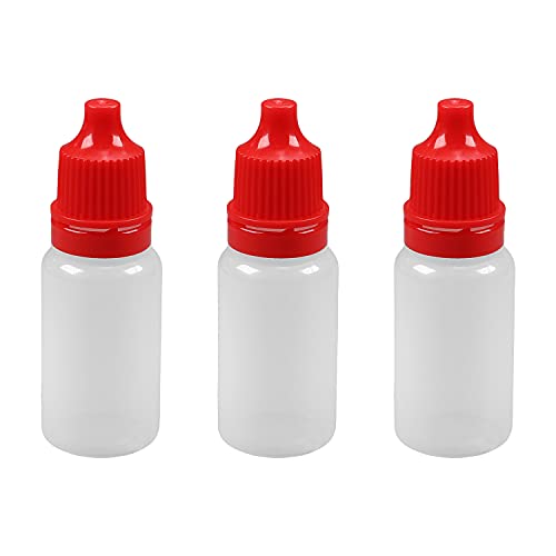 Aicosineg Botella de gotero translúcida PE de 9,6 g de boca pequeña botellas vacías Squeezable Eye Liquid Dropper Bottle Red Cap 50pcs
