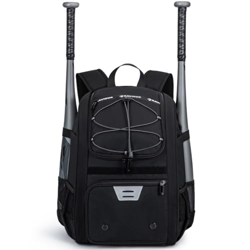 KAVIGOR Youth Baseball Bag, Softball Bag for Girls & Boys, Kids Tball Backpack with Shoes Compartment