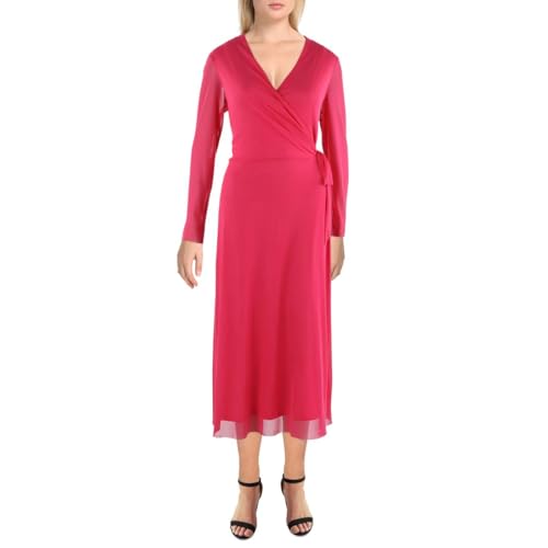 Robe midi à enrouler Anne Klein avec finitions soignées et tissu premium pour femme