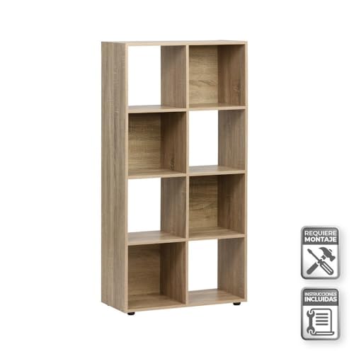 Miniatura 3 de Lolahome Estantería Cubo De 8 Huecos Color Madera De 60x120 Cm