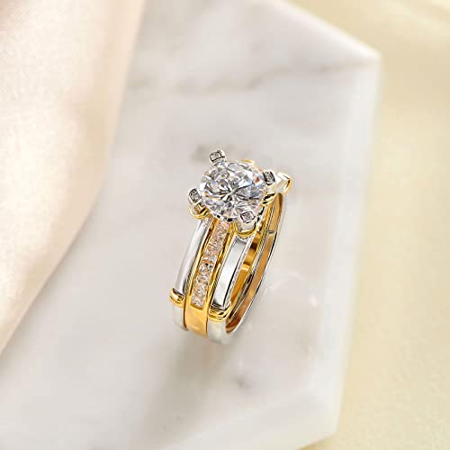 Wedding Engagement Rings Set for Women 925 Sterling Silver Round CZ Anniversary Band Promise Bridal Size 5-122