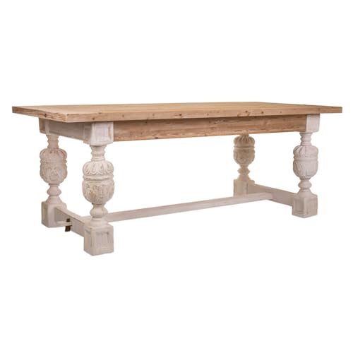 WANDERLUST DECO Mesa de Madera Tallada Blanca