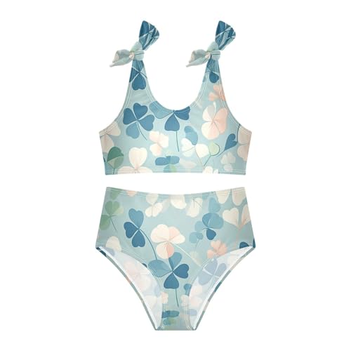 Four Leaves Clover St Flower Contemporary Girls 2 Piece Kids Bikini Set Beach Swimsuit Swimming Suits Adjustable Strap3