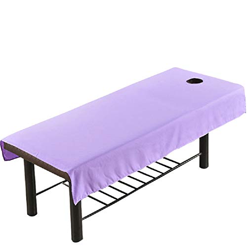 80cmx190cm Waterproof Oilproof Bed Sheets SPA Massage Treatment Soft Bed Table Cover Solid Color with Hole for Beauty Salon,Hotel (purple)