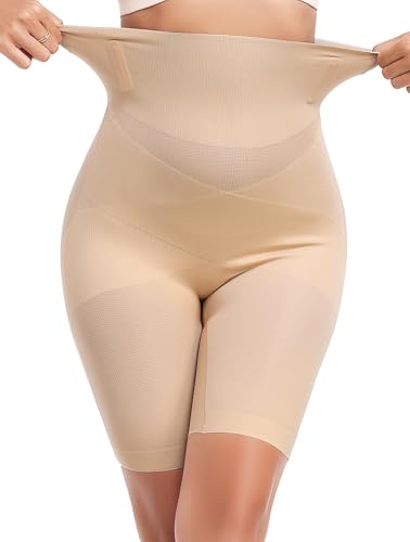 Vlazom Tummy Control Knickers, Shapewear Shorts High Waisted Thigh Slimmer Body Shaper Seamless Shaping Underwear for Women Nude,3XL