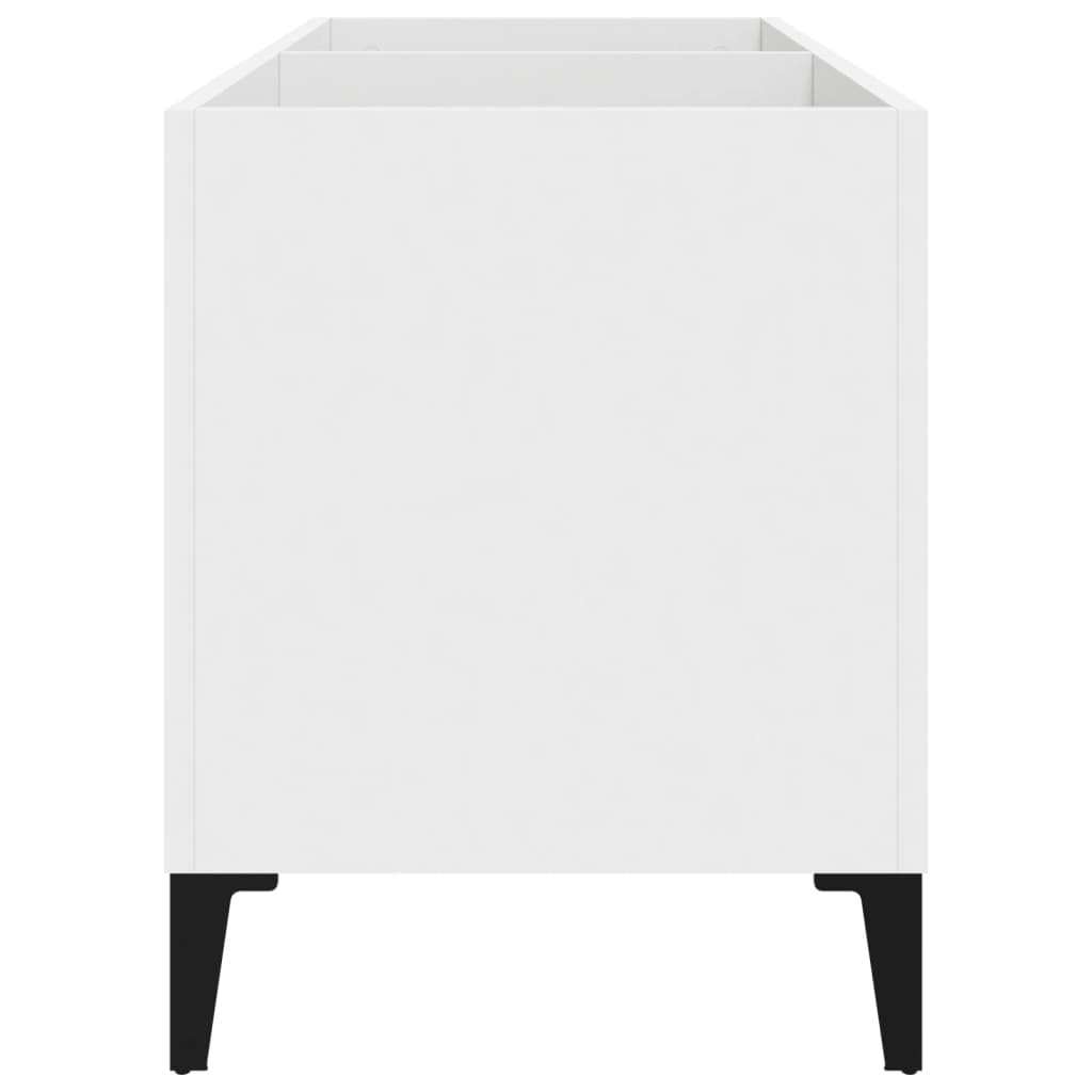 Armadio per dischi bianco, 74,5 x 38 x 48 cm, in legno – Classica scaffale in vinile con piedini in metallo, scaffale per dischi in vinile, stile retrò, per soggiorno, ufficio e studio