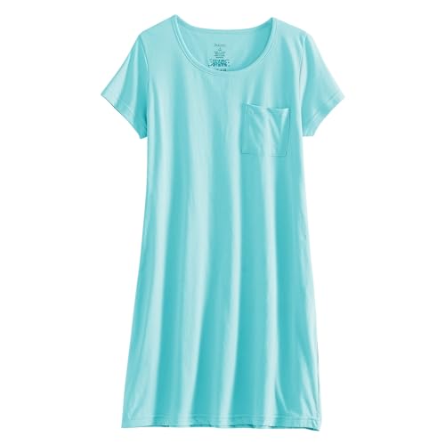 Image of PNAEONG 3 Pack Women's Cotton Nightgown Short Sleeve Shirt Print Sleepdress