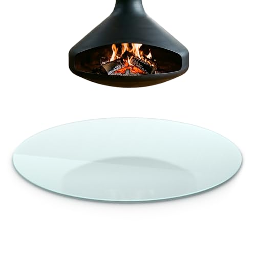 Plaque durable pour cheminée ronde protégeant les sols des étincelles