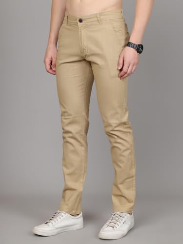 Image of Majestic Man Premium Cotton Slub Slim Fit Comfortable Solid Stylish Trousers