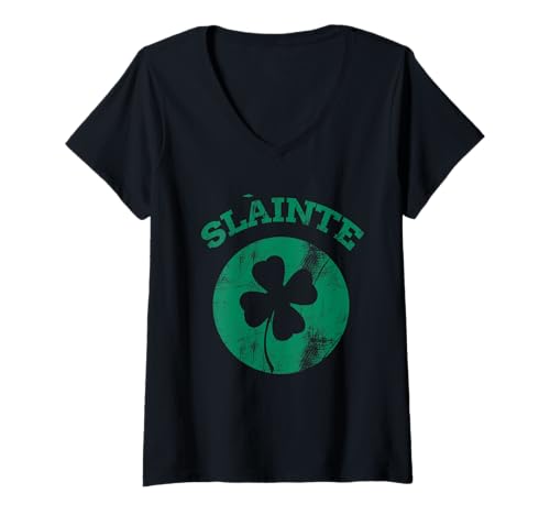 Femme St-Patrick Irlande Trèfle | Slainte irlandaise fière T-Shirt avec Col en V