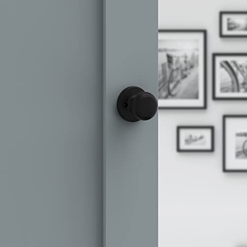 Image of Kwikset Cove Interior Passage Door Knob, Handle for Closet and Hallway Doors, Non-Locking Doorknob, Matte Black (Pack of 4)