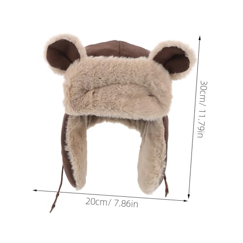 Adorable Bear Ears Hat Windproof Cap for Outdoor Activities Design for Boys and Girls and Adults for Skiing and Cycling Coffee2
