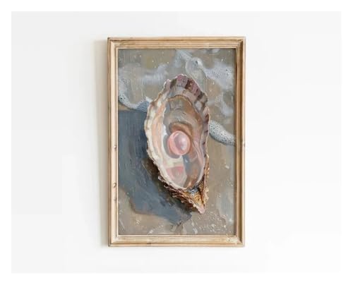 Poster étoile de mer coquillage perle rose toile paysage côtier moderne 40x60cm