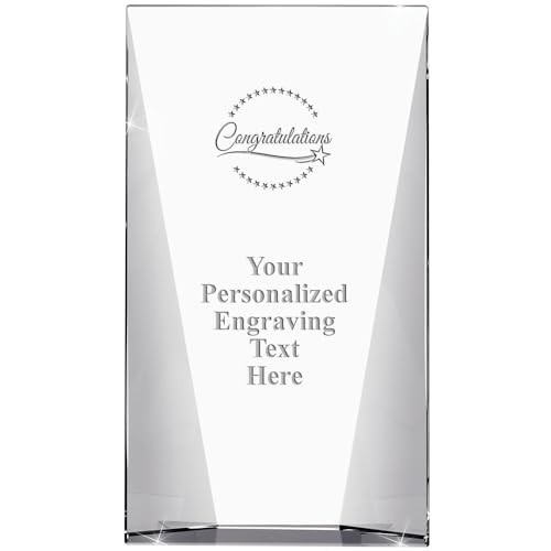 9" Congratulations Custom Engraved Trophy - Waterfall Corporate Crystal - Achievement Award for Employees - Corporate Awards - Personalized Engraving