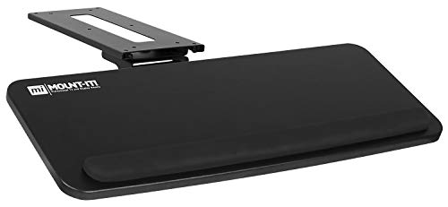 Mount-It! Adjustable Under Desk Keyboard Tray, Ergonomic Computer Keyboard and Mouse Platform with Wrist Rest Pad, Keyboard Slide Out Tray with Height, Tilt and Swivel Adjustment, Black (MI-7132) - Thumbnail 2