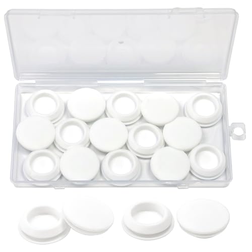 Image of 15 Pcs 22 mm Silicone Rubber Plugs Snap in Locking Hole Plugs for 22-24 mm (7 /8 inch-15 /16 inch) Round Holes, Flush Type Rubber Stoppers, Flexible Tube Pipe End Caps Covers, Waterproof Sealing Plugs, White