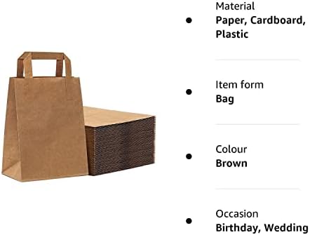 [50 Pack] Brown Kraft Paper Bags with Handles, Medium Gift Bags, kraft Paper Party Bags, Shopping Bags, Brown Craft Bags, Zuvo (23 x 11 x 25 cm)