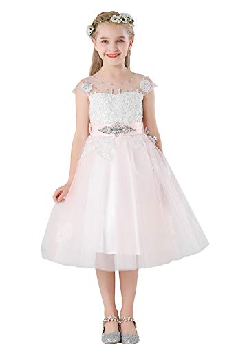 Bow Dream Vintage Lace Flower Embroidery Flower Girl Dress for Formal Wedding Baptism
