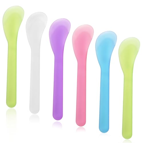 6 pcs Makeup Scoop Spatulas 5 Color Lotion Spatula 5 In Facial Cream Spatula Plastic Beauty Spatulas Reusable Cosmetic Dig Scoop Facial Skin Care Tools for Cream Moisturizers DIY Facemask Mixing