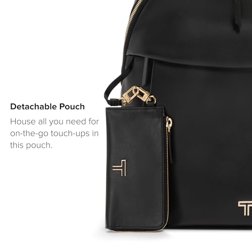 Image of TUMI - Voyageur Holland Backpack - Women's Leather Everyday & Travel Bag - Fits up to a 14 inch Laptop - 14.8 inch X 11.3 inch X 5.6 inch - Black, Gold Hardware
