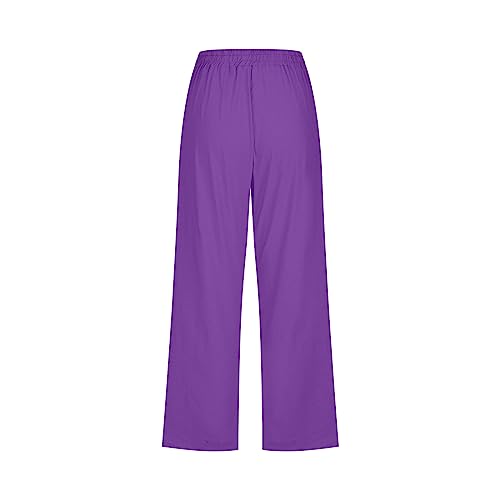 Capris Pants for Women Oversized Casual 2025 Summer Linen Pants Drawstring Straight Leg Cropped Trouser Capri4