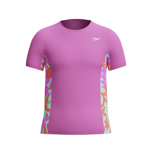 Image of Speedo Girls' Uv Swim Shirt Short Sleeve Printed Rashguard