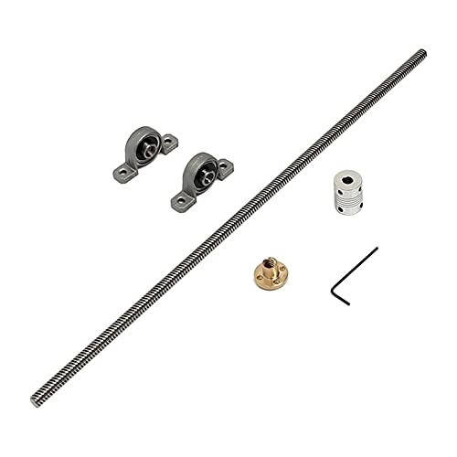 Lysee 3D Printer Parts & Accessories - 1x T8 Screw Lead Screw 400mm Steel Lead Screw Shaft Nut Mounting & 3X 20T Dia.5mm Bore 6mm GT2 Belt Smooth Idler Pulley - (Color: As Shown)