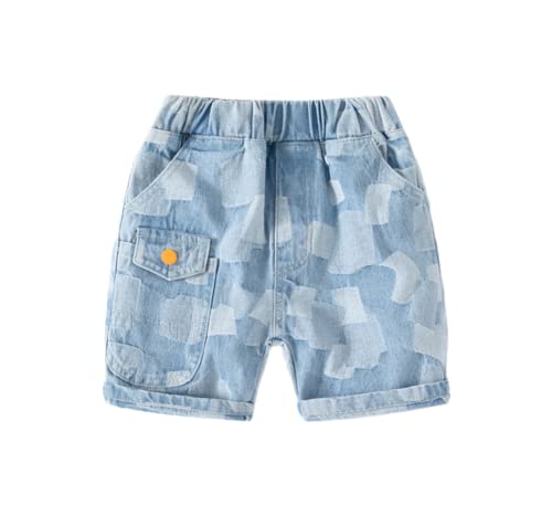 Meufam Unisex Kids Toddler Little Boys Elastic Waist Denim Shorts Summer Pull-On Bottoms Jean Short Pants with Pockets