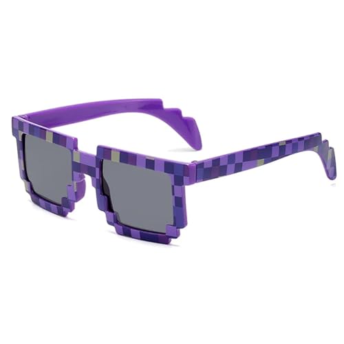 Fashion Novelty Pixel Sunglasses for Kids & Adults - Funny Mosaic Eyewear for Party, Cosplay & Daily Fun, Cool Eyewear(PURPLE)