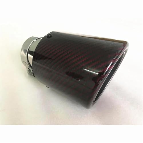 Tuyaux queue de voiture embouts d'échappement fibre carbone rouge brillant acier inoxydable 66-115