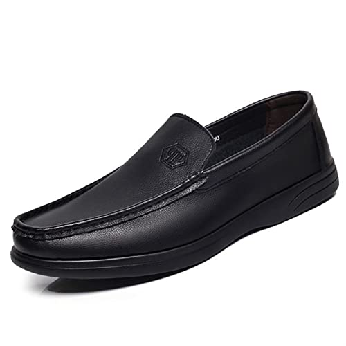 Men's Loafers Genuine Leather Round Toe Stitching Details Comfortable Anti-Slip Resistant Casual Classic Slip On