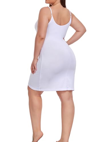 Image of Women's Plus Size Full Slip for Under Dresses Adjustable Spaghetti Strap Cami Nightgown