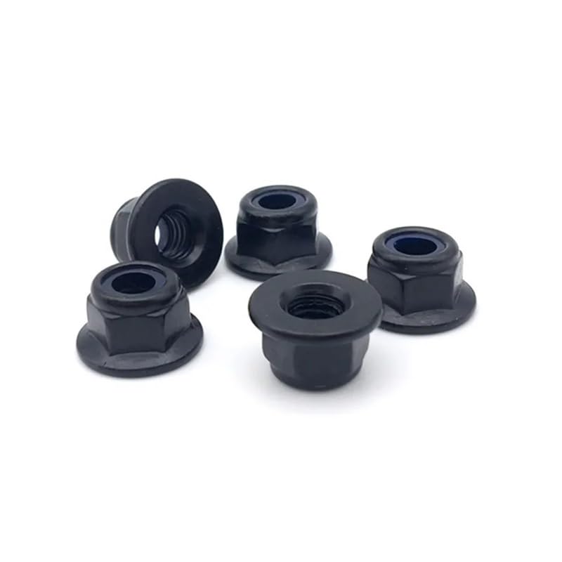 2/10X M3 M4 M5 M6 M8 M10 M12 Black Carbon 304 A2-70 Stainless Steel Hex Flange Nylon Insert Lock Nut Self-Locking Nylock Locknut ICXLPMC(Black Carbon Steel,M4 10pcs)