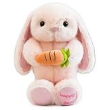 Süßes Osterhase Plüschtier 26cm mit Karotte - Weiches Kuscheltier Hase - Flauschiger Osterhase Kuscheltier aus PP-Baumwolle - Perfekte Ostergeschenke & Ostern Geschenke für Mädchen und Jungen