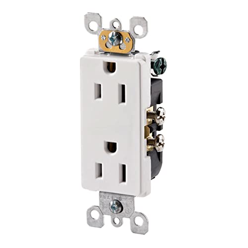 Leviton 5325-WMP 15 Amp, 125 Volt, Decora Duplex Receptacle, Residential Grade, Grounding, 10-Pack, White - Image 4